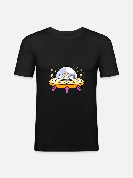 Cats Ufo cat lover - Men's Slim Fit T-Shirt - black