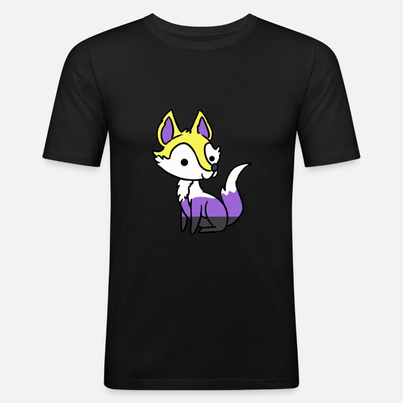 Nonbinärer Fuchs Nonbinary Pride - Männer Slim Fit T-Shirt - Schwarz