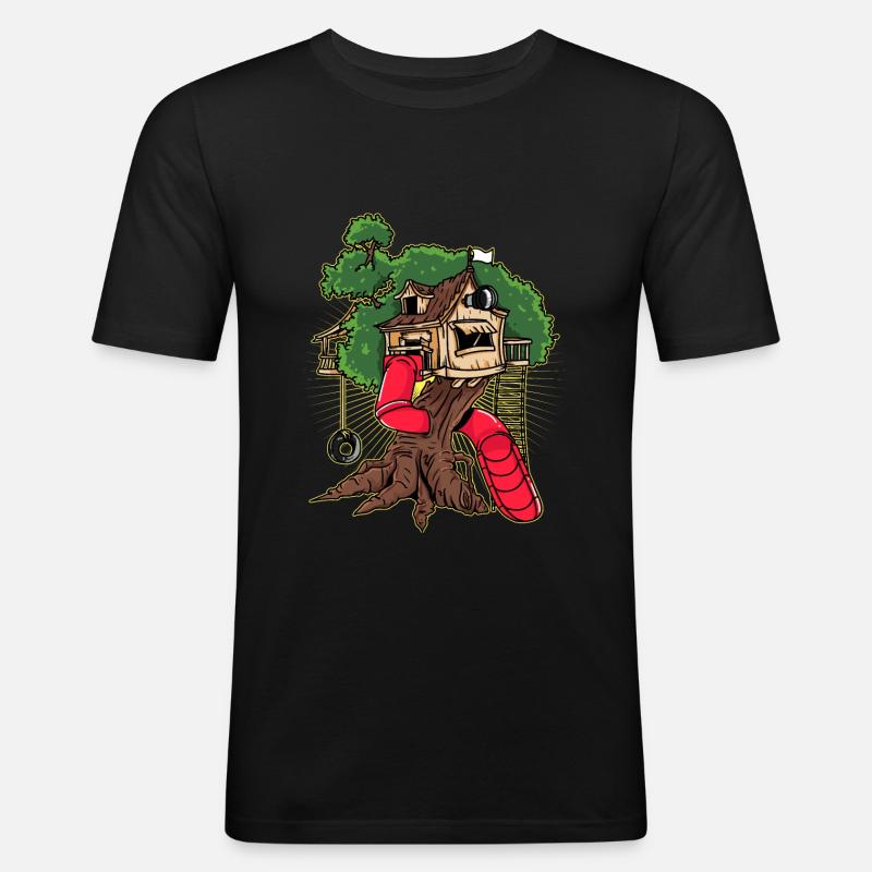 Baumhaus Kinder Baumhaus Garten Baumhaus - Männer Slim Fit T-Shirt - Schwarz