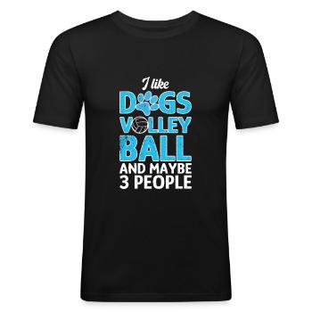 I like Dogs Volleyball and 3 People - Men's Slim Fit T-Shirt - black - Front - Nik (191cm)