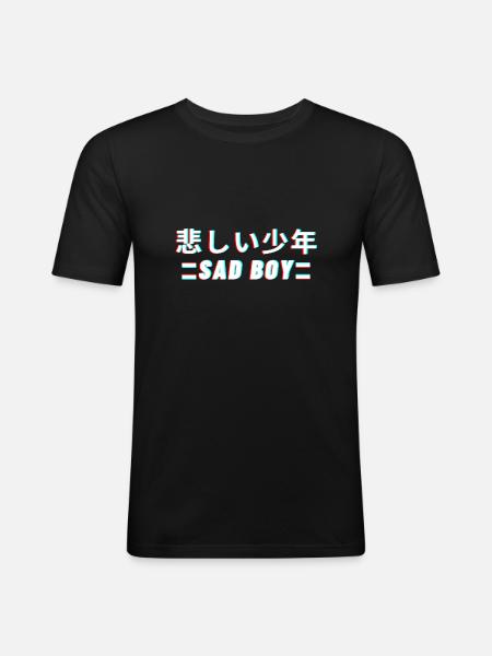 Sad Boy Vaporwave Aesthetic - Men's Slim Fit T-Shirt - black