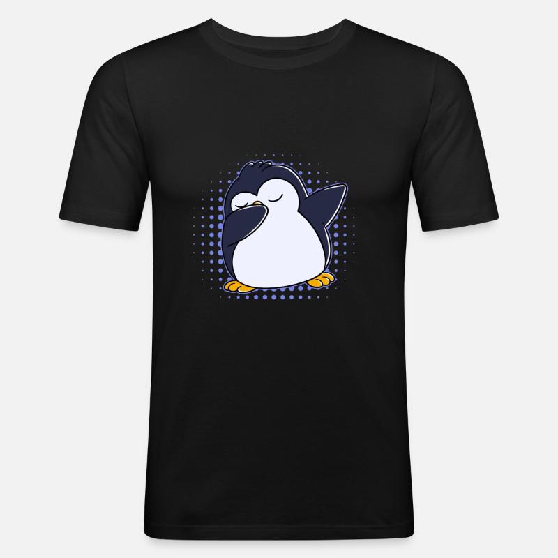 Dabbing Pinguin - Männer Slim Fit T-Shirt - Schwarz