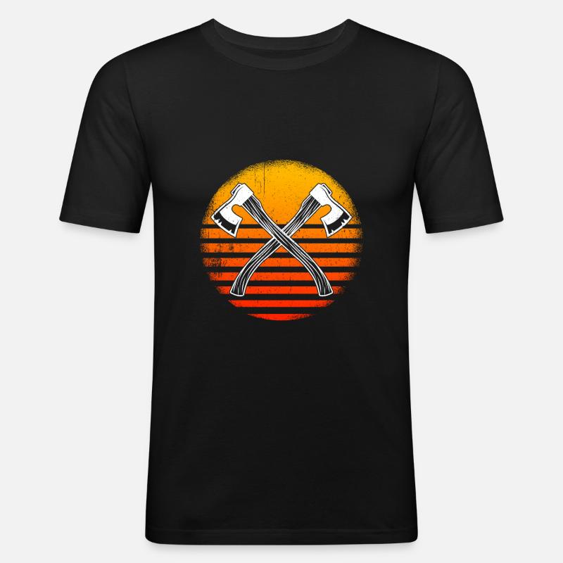 Axt-Wurfäxte Und Tomahawks - Männer Slim Fit T-Shirt - Schwarz