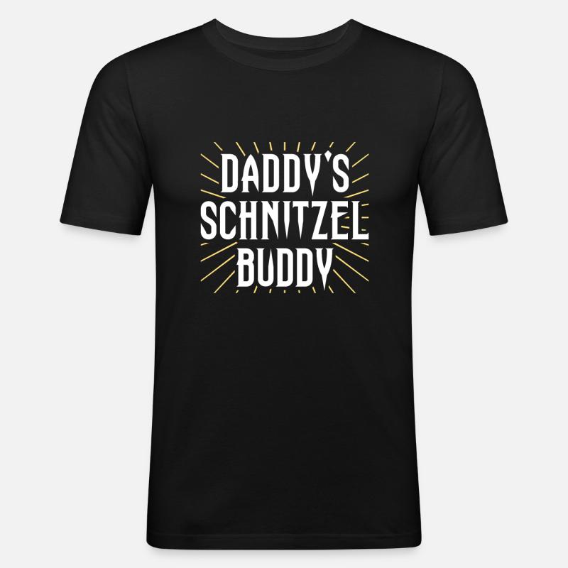 Daddys Schnitzel Buddy - Männer Slim Fit T-Shirt - Schwarz