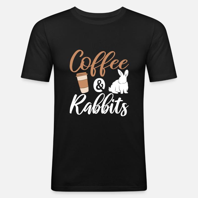 Coffee & Rabbits - Männer Slim Fit T-Shirt - Schwarz