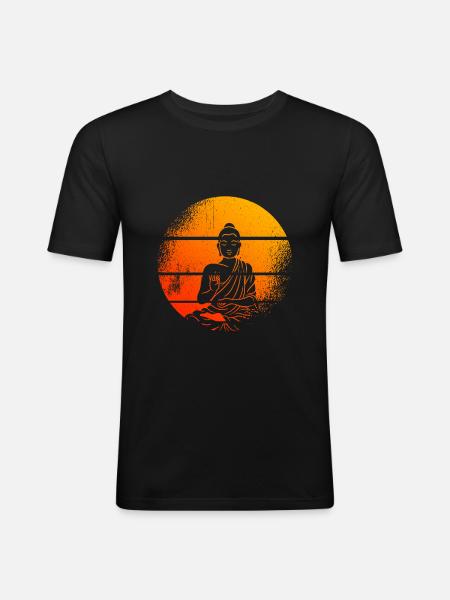 Meditating Buddha statue Buddha - Men's Slim Fit T-Shirt - black