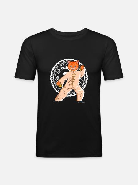 Tai Chi Cat Ying Yang - Men's Slim Fit T-Shirt - black