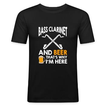 Bière de clarinette basse, c’est pourquoi je suis ici - T-shirt près du corps Homme - noir - Devant - Nik (191cm)