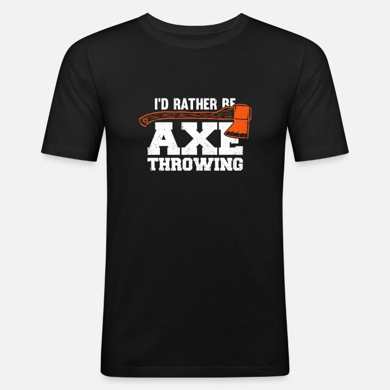 I'd Rather Be Axe Throwing - Männer Slim Fit T-Shirt - Schwarz