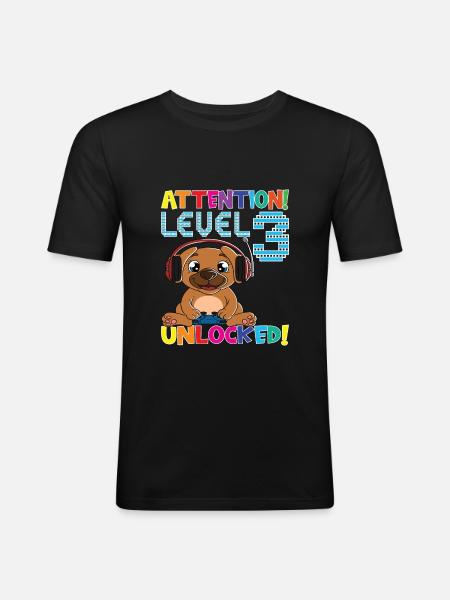 Level 3 Unlocked Gaming Birthday - Men's Slim Fit T-Shirt - black