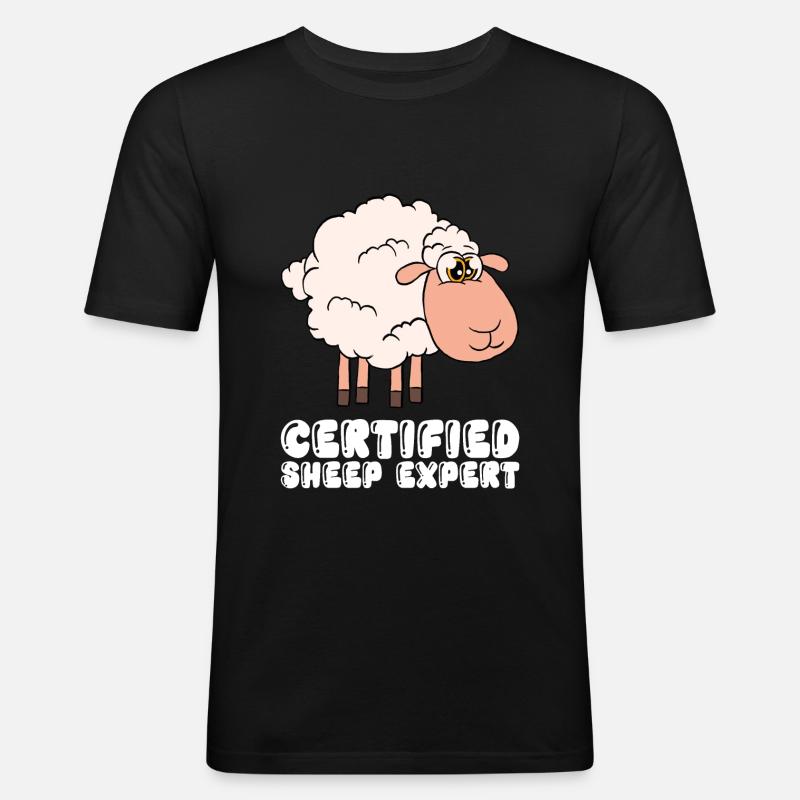 Zertifizierter Schaf-experte - Männer Slim Fit T-Shirt - Schwarz