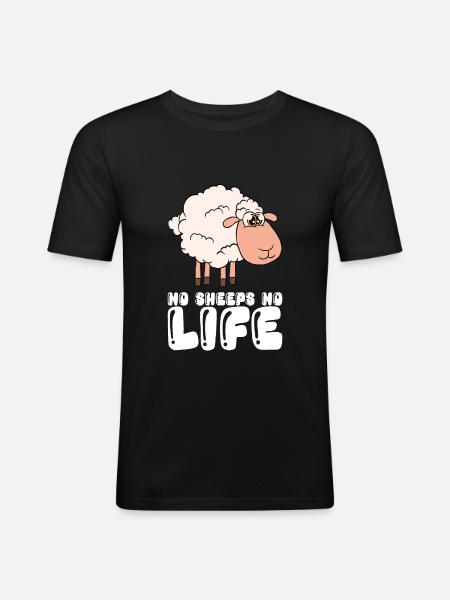 No life without sheep - Men's Slim Fit T-Shirt - black