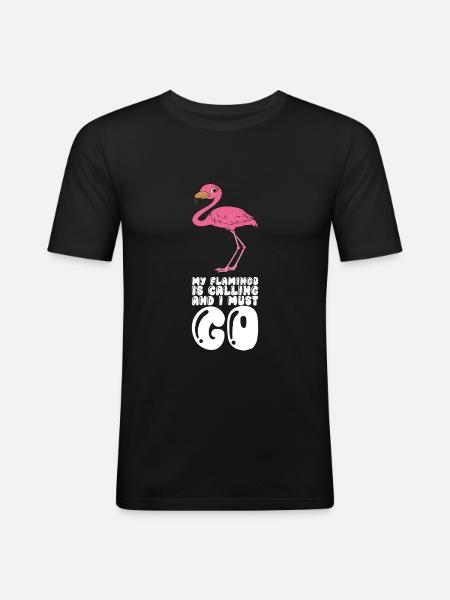 Funny flamingo graphics - Men's Slim Fit T-Shirt - black