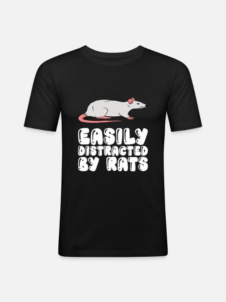 Easily distracted by rats - Men's Slim Fit T-Shirt - black
