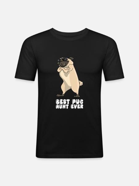 Best Pug Aunt Ever - Men's Slim Fit T-Shirt - black