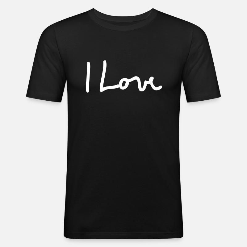 i love - Männer Slim Fit T-Shirt - Schwarz