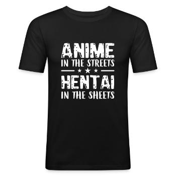 ANIME IN THE STREETS - Männer Slim Fit T-Shirt - Schwarz - Vorne - Nik (191cm)