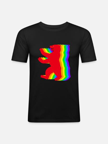 Berlin Rainbow Bears - Men's Slim Fit T-Shirt - black