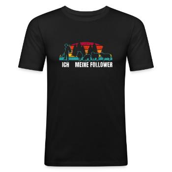 Ich Meine Follower Schafhirte Schäfer Hirte Schafe - Männer Slim Fit T-Shirt - Schwarz - Vorne - Nik (191cm)