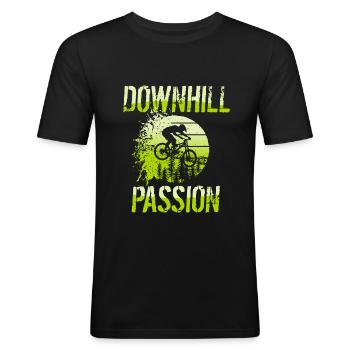 MTB Downhill Mountainbiker Geschenk - Männer Slim Fit T-Shirt - Schwarz - Vorne - Nik (191cm)