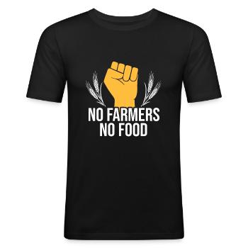 Keine Landwirte, keine Landwirte, die Nahrungsmittel unterstützen - Männer Slim Fit T-Shirt - Schwarz - Vorne - Nik (191cm)