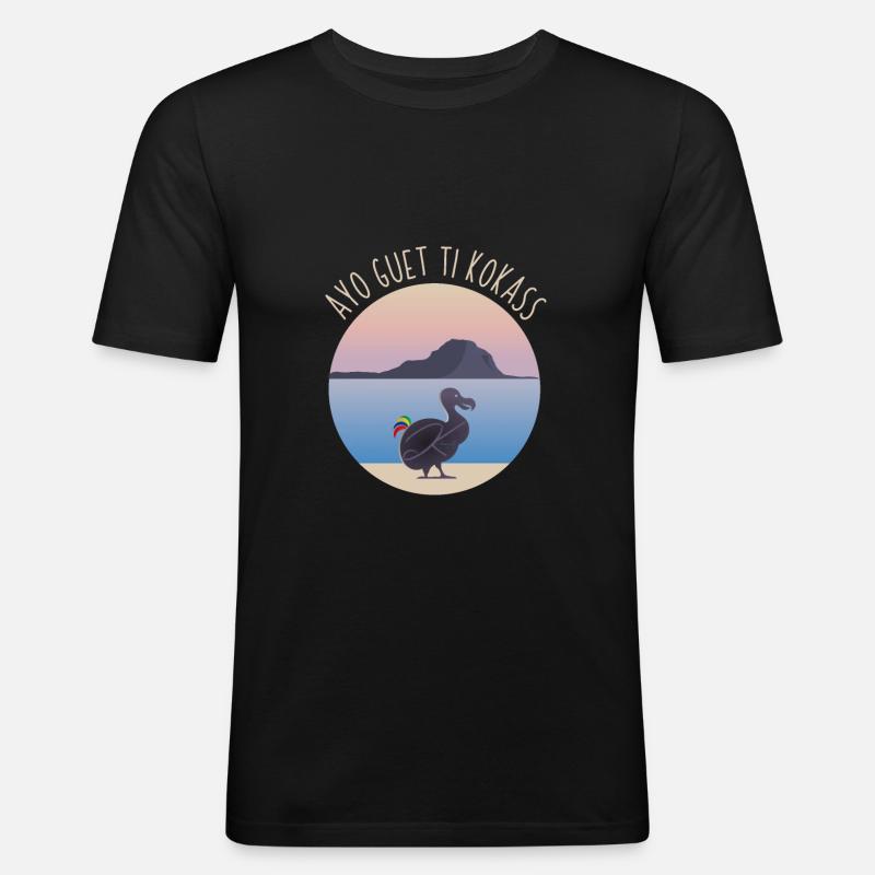 Ayo guet ti kokass - Männer Slim Fit T-Shirt - Schwarz