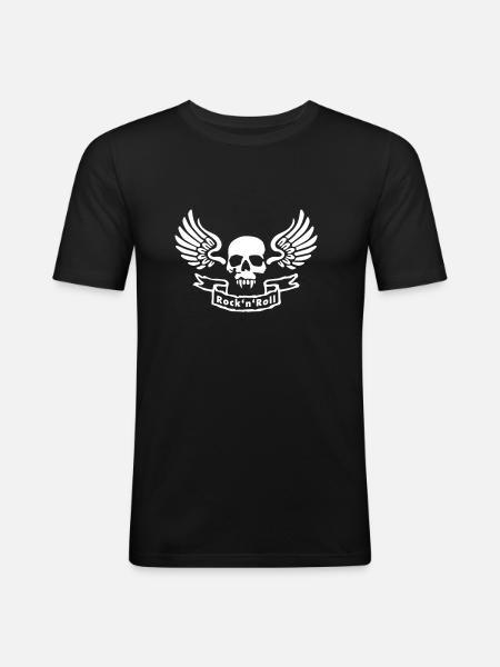 rocknroll_skull - Männer Slim Fit T-Shirt - Schwarz