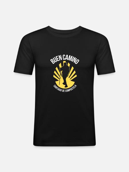 Pilgern Jakobsweg - Männer Slim Fit T-Shirt - Schwarz