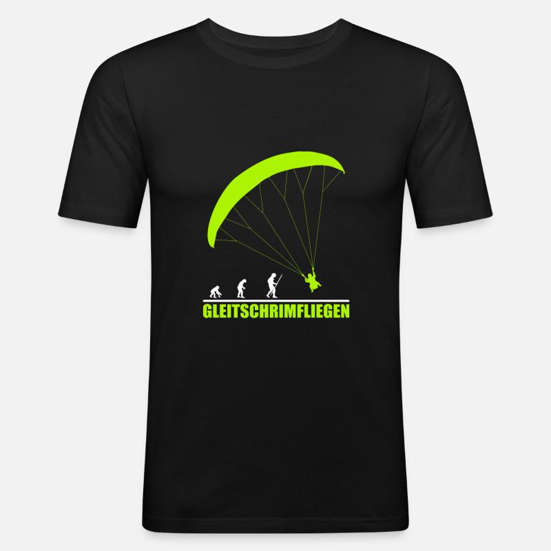 Gleitschirmfliegen Evolution - Männer Slim Fit T-Shirt - Schwarz