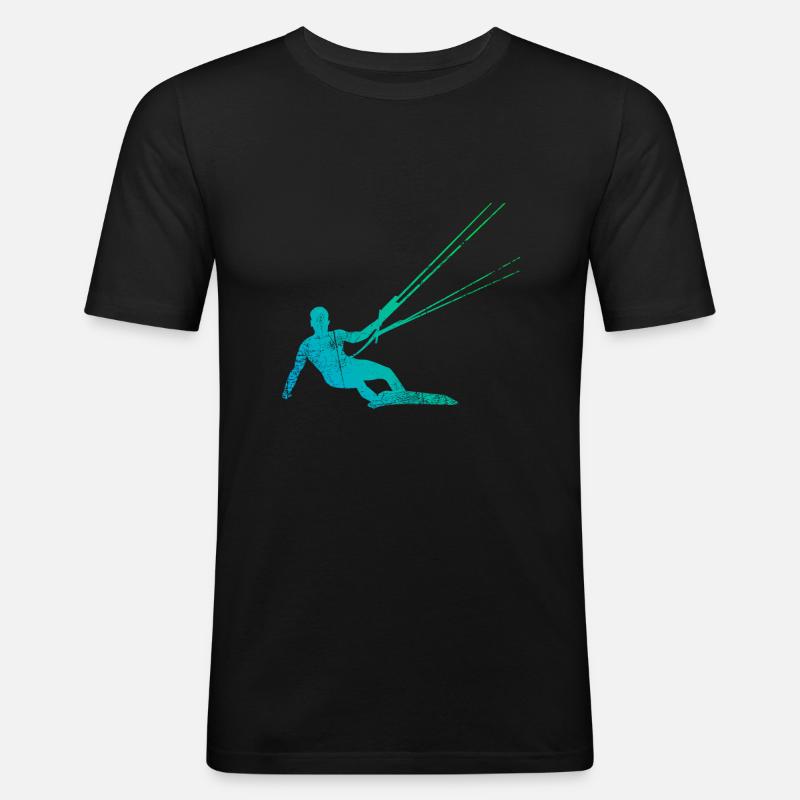 Kitesurfen Kiteboarder - Männer Slim Fit T-Shirt - Schwarz
