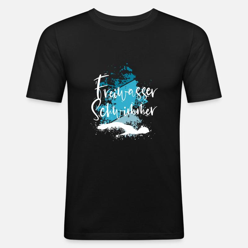 Schwimmen - Männer Slim Fit T-Shirt - Schwarz