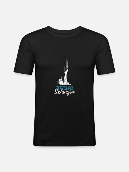 Sprungbrett Turmspringen - Männer Slim Fit T-Shirt - Schwarz