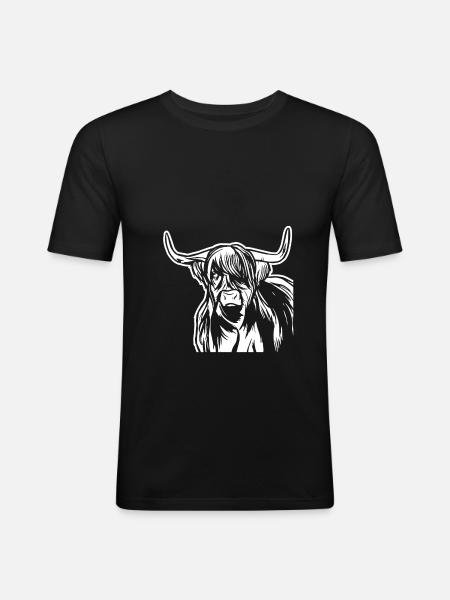 Great Highland Cattle beef - Men's Slim Fit T-Shirt - black