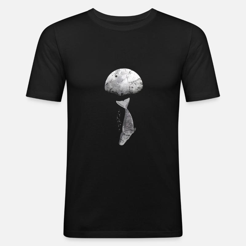 Wal Blauwal Pottwal Evolution - Männer Slim Fit T-Shirt - Schwarz