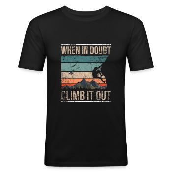 Retro Kletter Bouldern Boulder - Männer Slim Fit T-Shirt - Schwarz - Vorne - Nik (191cm)