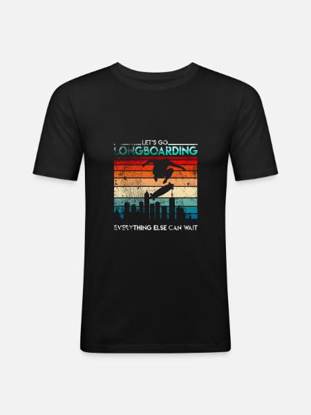 Retro longboarder longboard - Men's Slim Fit T-Shirt - black