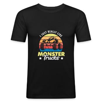 Monstertruck Monster Truck - Männer Slim Fit T-Shirt - Schwarz - Vorne - Nik (191cm)