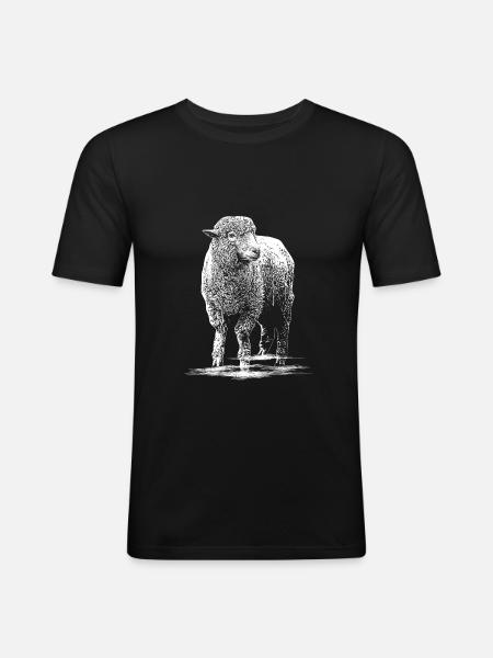 Sheep Illustration Sheep buck - Men's Slim Fit T-Shirt - black