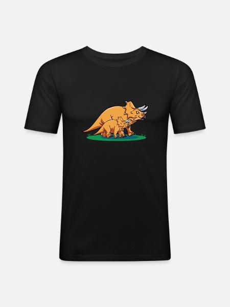 Dinosaur Triceratops Funny Dinosaur - Men's Slim Fit T-Shirt - black