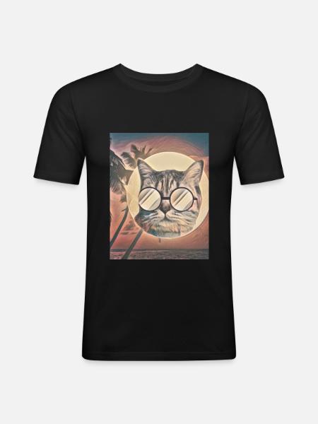 Cat Summer Flavour - Men's Slim Fit T-Shirt - black