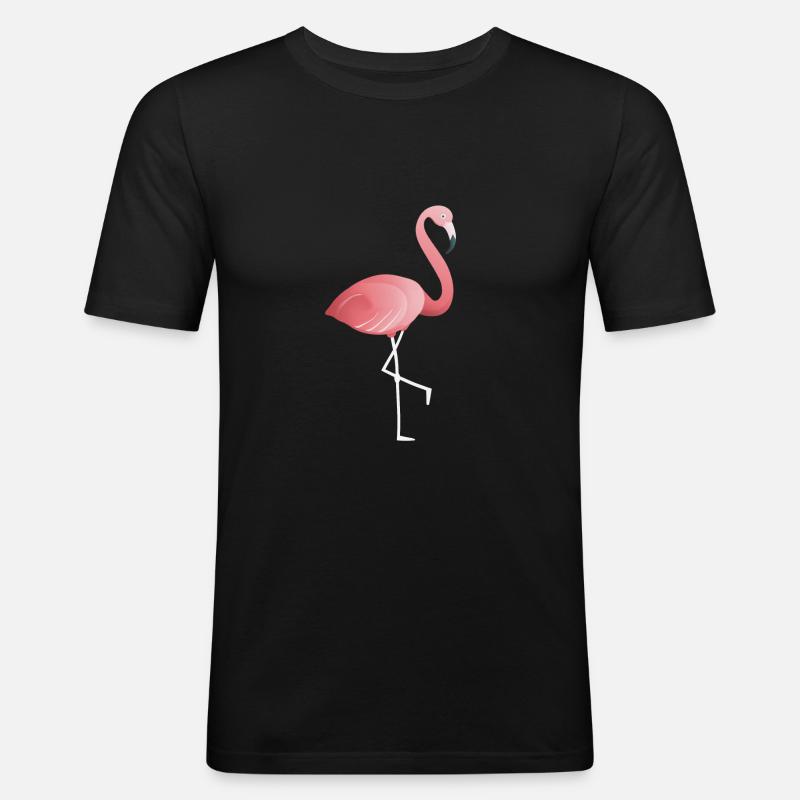 Flamingo auf einem Bein - Männer Slim Fit T-Shirt - Schwarz