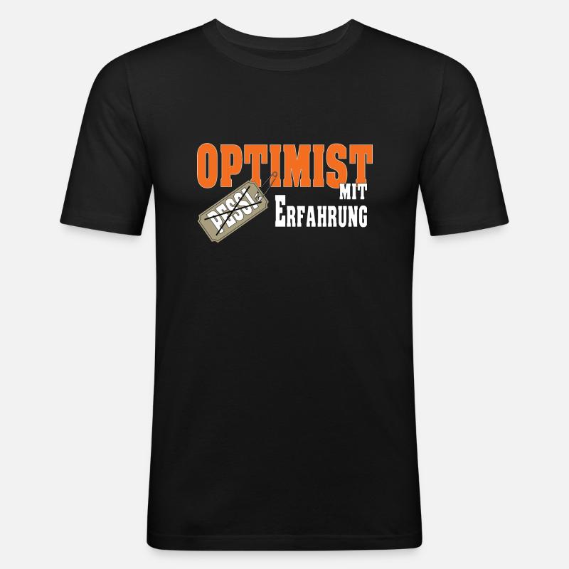 Optimist mit Erfahrung Geschenk - Männer Slim Fit T-Shirt - Schwarz