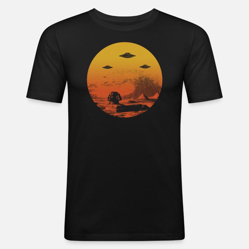 Schatten der UFOs - Männer Slim Fit T-Shirt - Schwarz