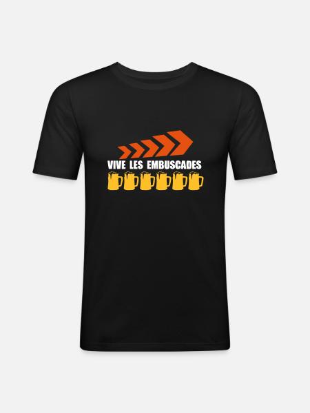 vive les embuscades1 - T-shirt près du corps Homme - noir