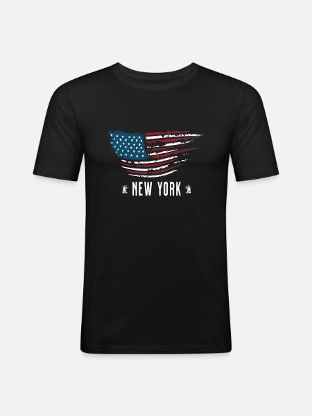 New york - Männer Slim Fit T-Shirt - Schwarz