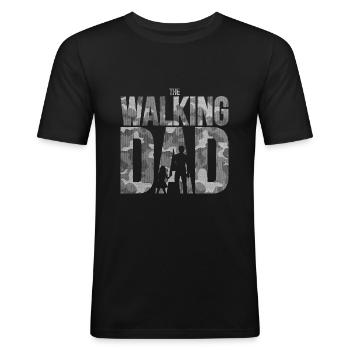The walking dad mit Tochter in camouflage - Männer Slim Fit T-Shirt - Schwarz - Vorne - Nik (191cm)
