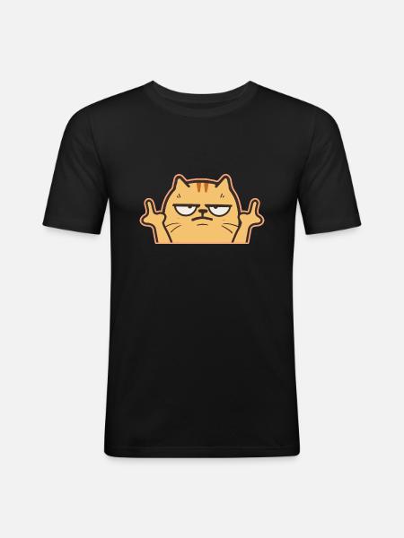 Middle Finger Cat - Men's Slim Fit T-Shirt - black
