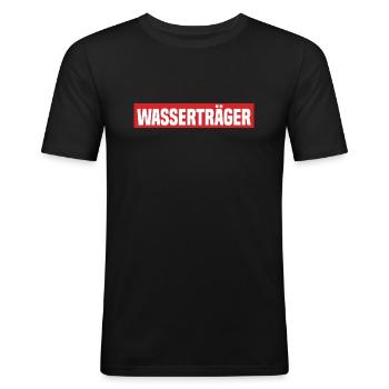 Wasserträger Lustiger Kreisliga Fußball Spruch - Männer Slim Fit T-Shirt - Schwarz - Vorne - Nik (191cm)