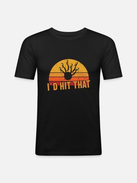 J’aurais frappé ça / Bowling - T-shirt près du corps Homme - noir