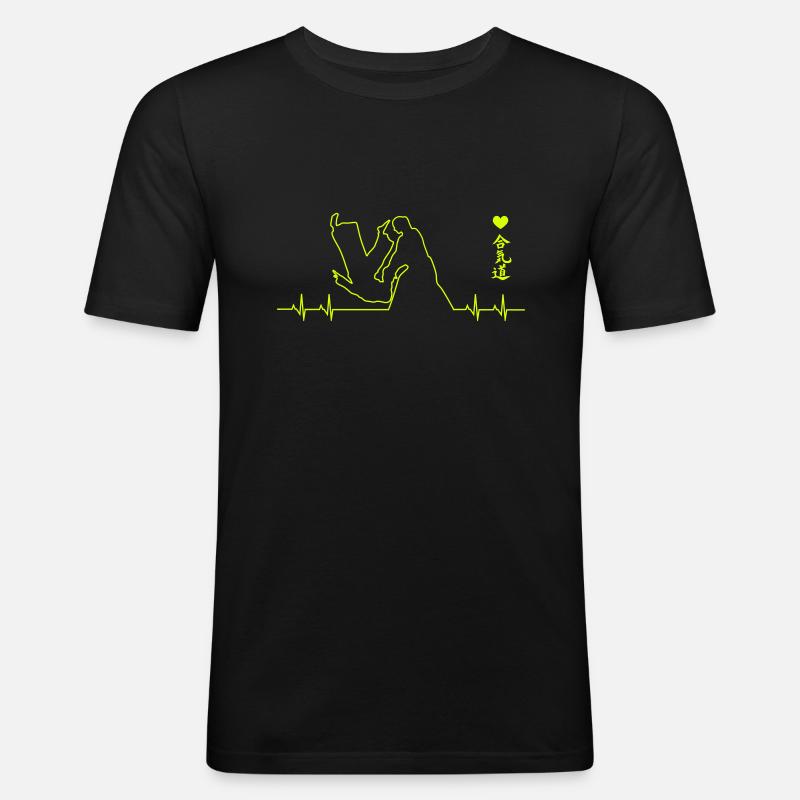 aikido - Männer Slim Fit T-Shirt - Schwarz